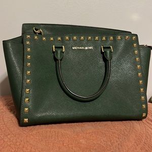 Michael Kors Forest Green Studded Handbag